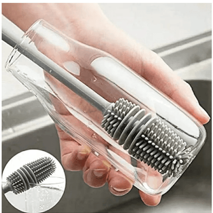 Silicone Glass Bottle Baby Feeder Cleaning Rubber Brush with Long Handle - THELOOTSALE