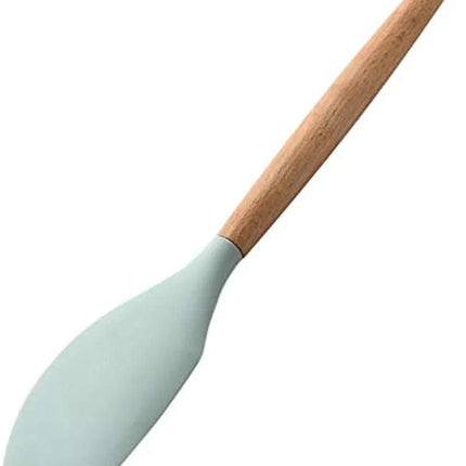 Silicone Non Stick Kitchen Cooking Utensil Set Wooden Handle Spatula - THELOOTSALE