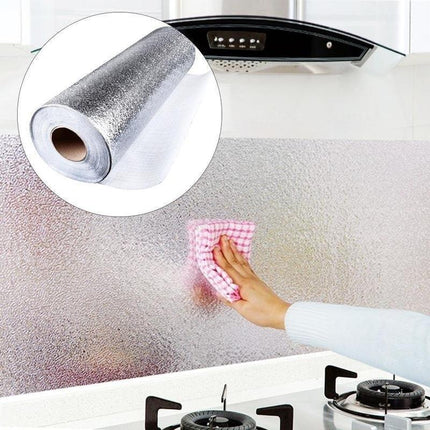Silver Waterproof Oil-Proof Self-Adhesive Aluminum Foil Sticker | Self Adhesive Wallpaper Sticker Sheet for Kitchen Stove Wall - THELOOTSALE