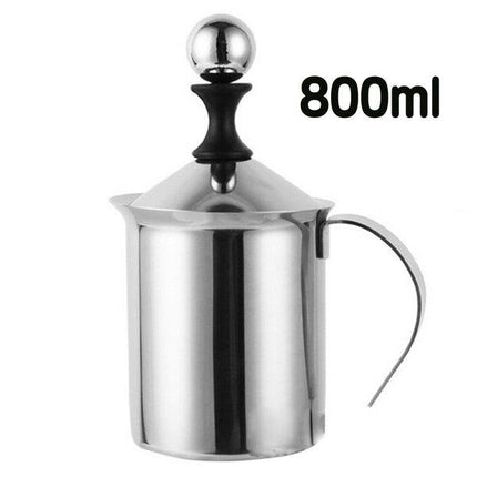 Stainless Steel 800ml Capacity Milk Coffee Frother | Hand Pump Foam Maker & Creamer - THELOOTSALE
