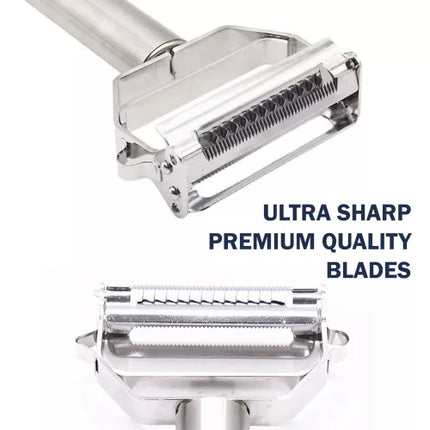 Stainless Steel Julienne Peeler and Vegetable Peeler with Premium Ultra Sharp Double Grater Blades for Salad, Potato, Carrot, Fruit and Veggie Noodles - THELOOTSALE