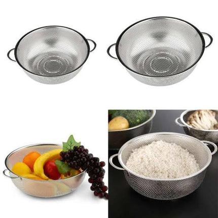 Stainless Steel Strainer Basket with Handle | Stainless Steel Double Handle Rinsing Bowl Net - THELOOTSALE