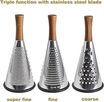 Stainless Steel wooden Handle Cone Shape Vegetables Grater Slicer - THELOOTSALE