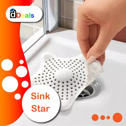 Star Shape Silicone Bathroom Sink Drain Hair Catcher | Bathroom Plug Strainer Filter Net - THELOOTSALE