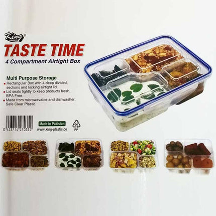 Taste time Multipurpose Airtight 4 Compartments Box Lunch Box Portion Tiffin box Dryfruit Box - THELOOTSALE