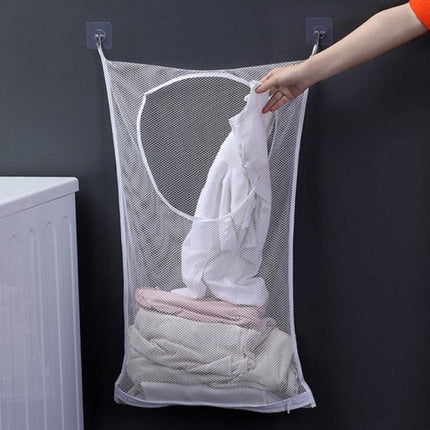 Wall Hanging Laundry Basket Organizer for Dirty Cloth Bathroom Clothes Mesh Storage Bag Household Foldable Bathroom Storage Bag - THELOOTSALE